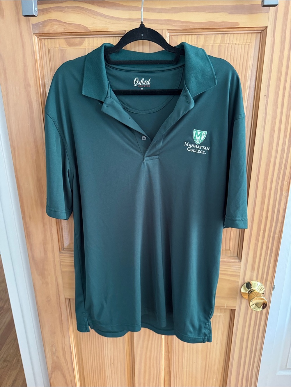 Oxford Men's Dark Green Polo with Manhattan College Crest